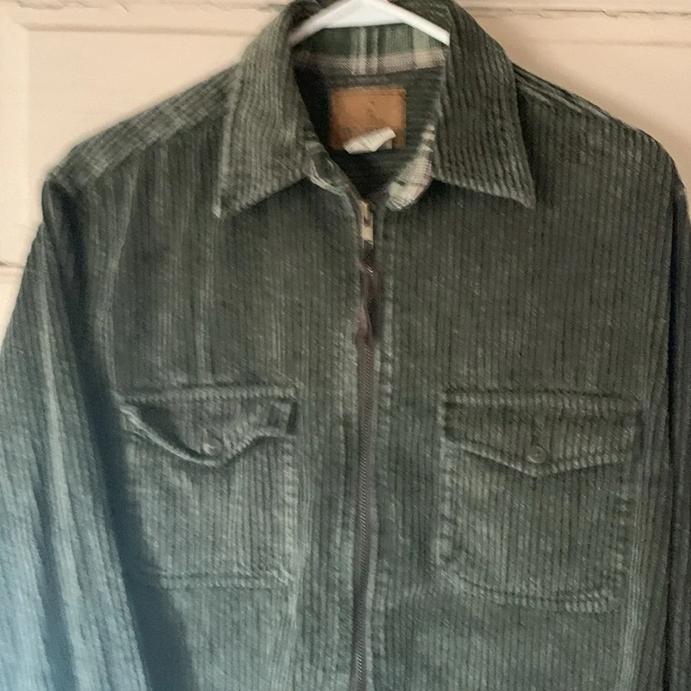 Corduroy zipper shirt jacket women medium olive green - Picture 11 of 13